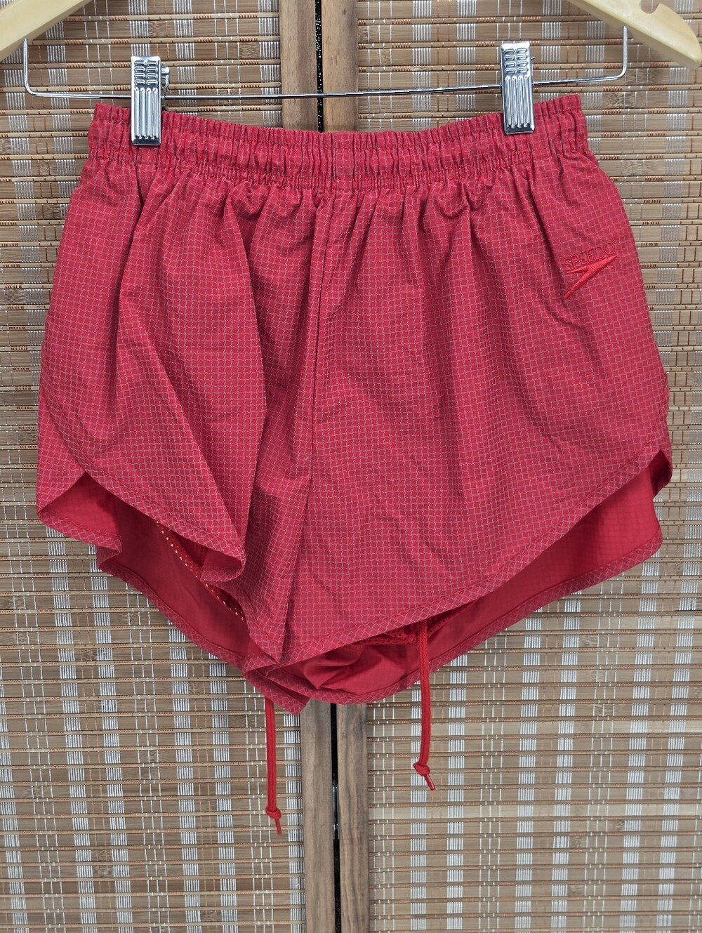 ​Vintage Speedo Red Silver Grid Active Shorts Retro Run Size Small